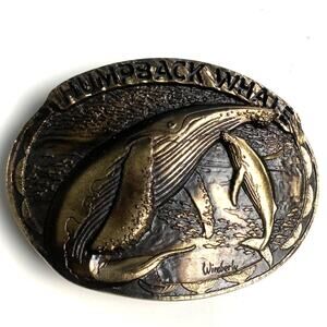 Endangered Species Series Humpback Whale High Mesa 1983 Solid Bronze Belt Buckle